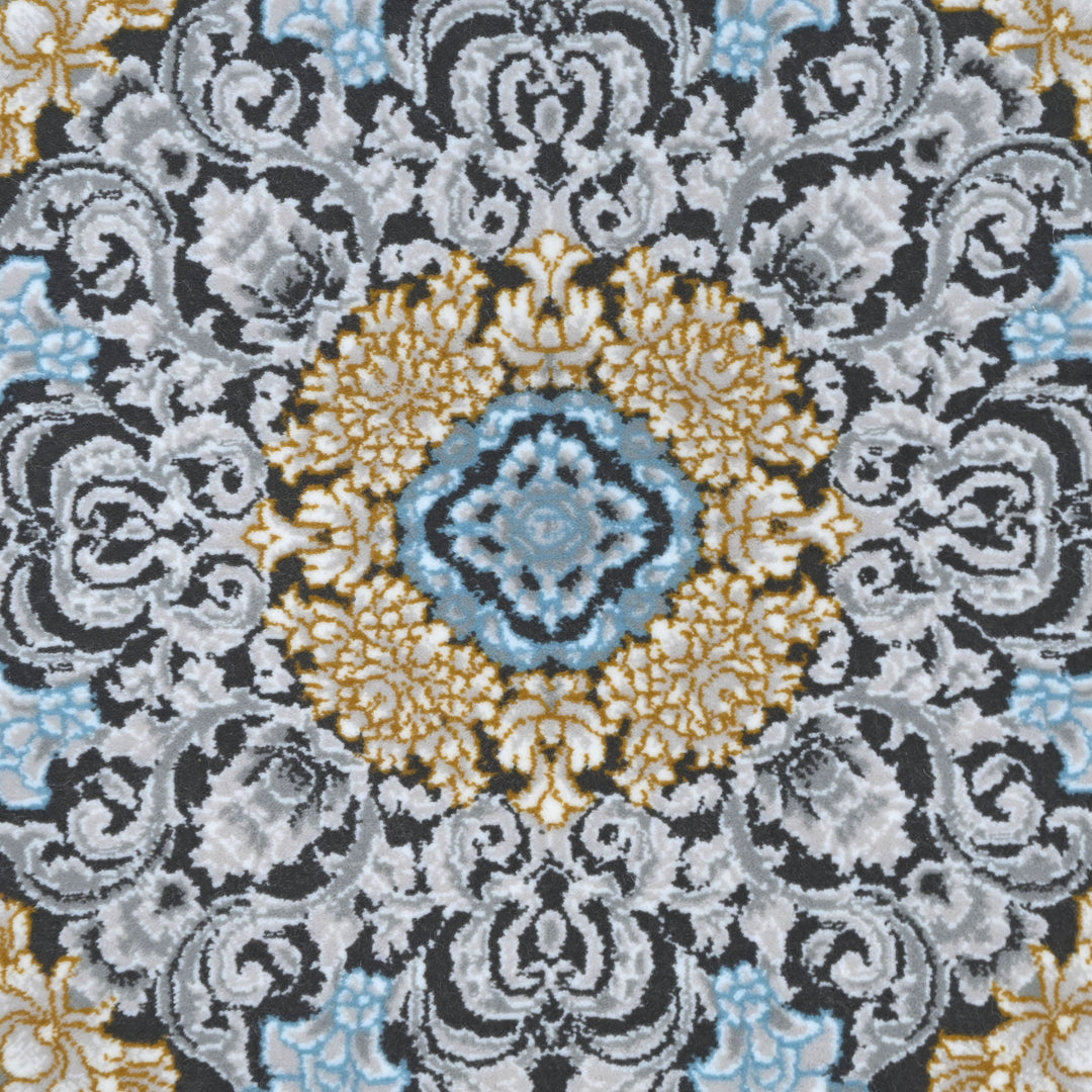 Light Blue & Grey Persian Round Rug 5x5 Ft