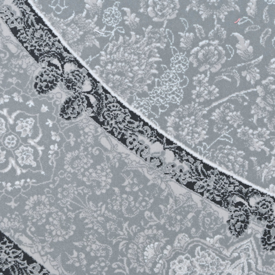 Light Blue & Grey Persian Round Rug 5x5 Ft