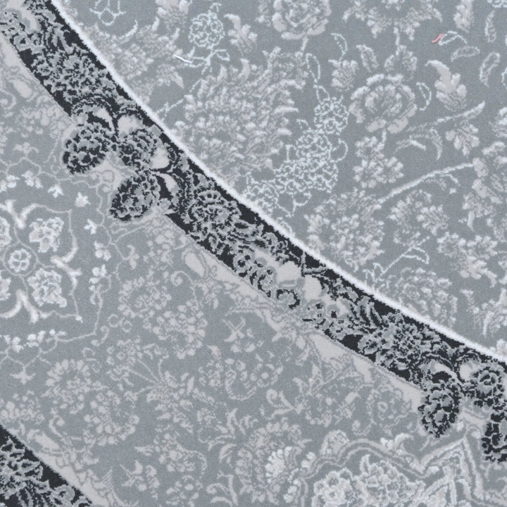 Light Blue & Grey Persian Round Rug 5x5 Ft