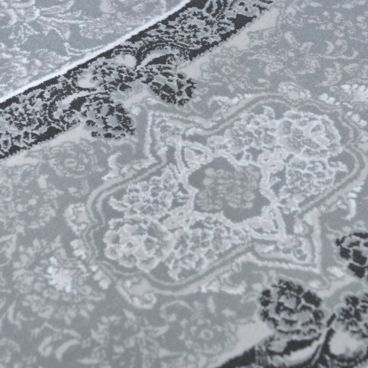 Light Blue & Grey Persian Round Rug 5x5 Ft