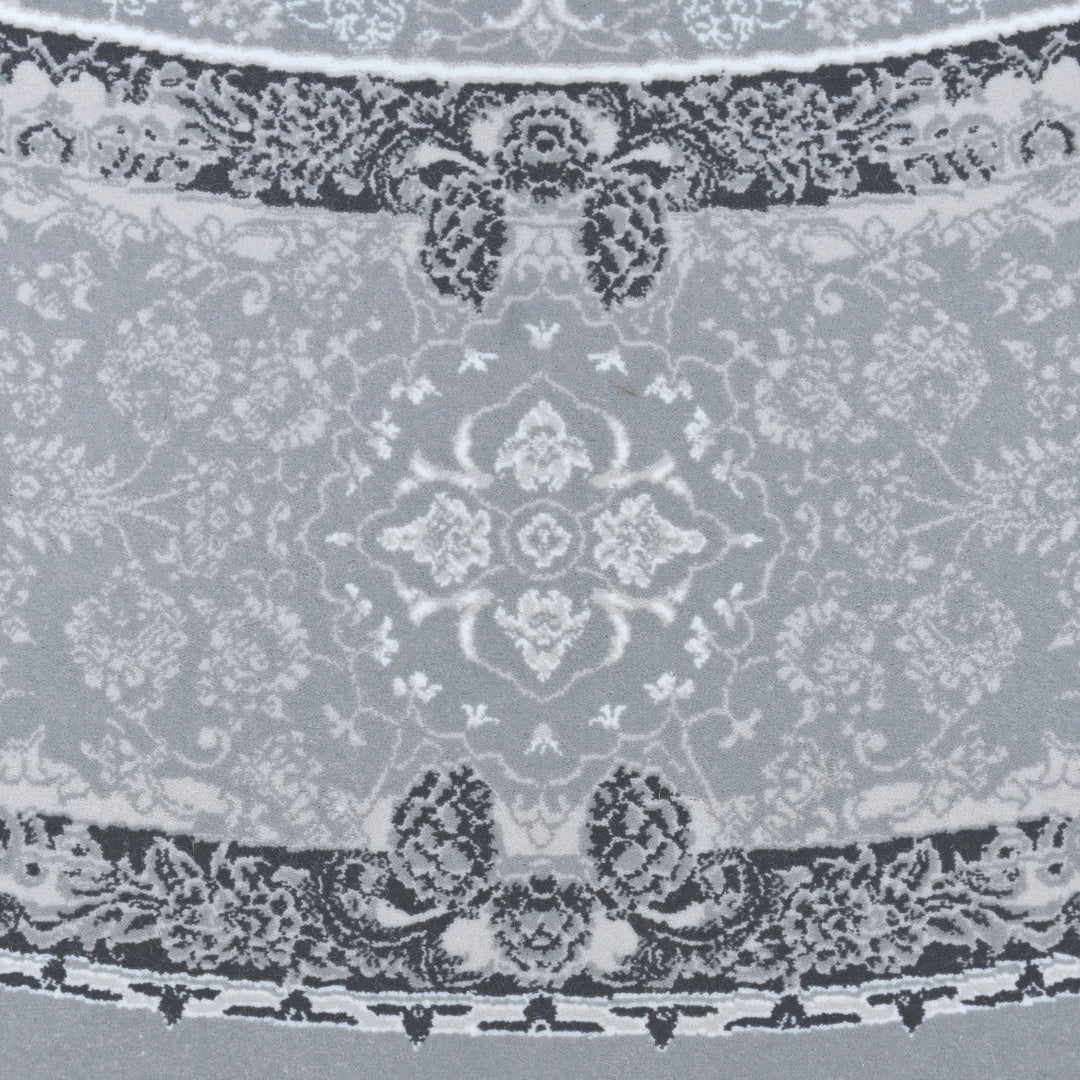 Light Blue & Grey Persian Round Rug 5x5 Ft