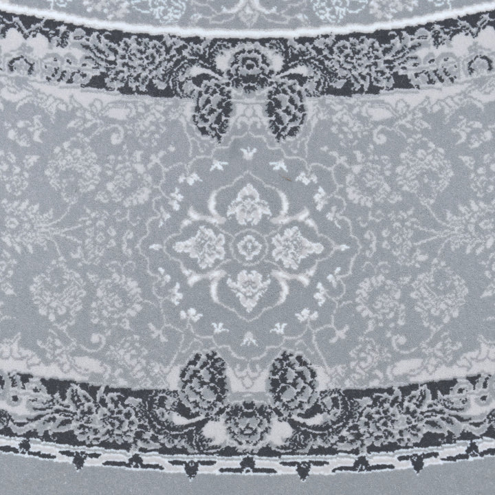 Light Blue & Grey Persian Round Rug 5x5 Ft