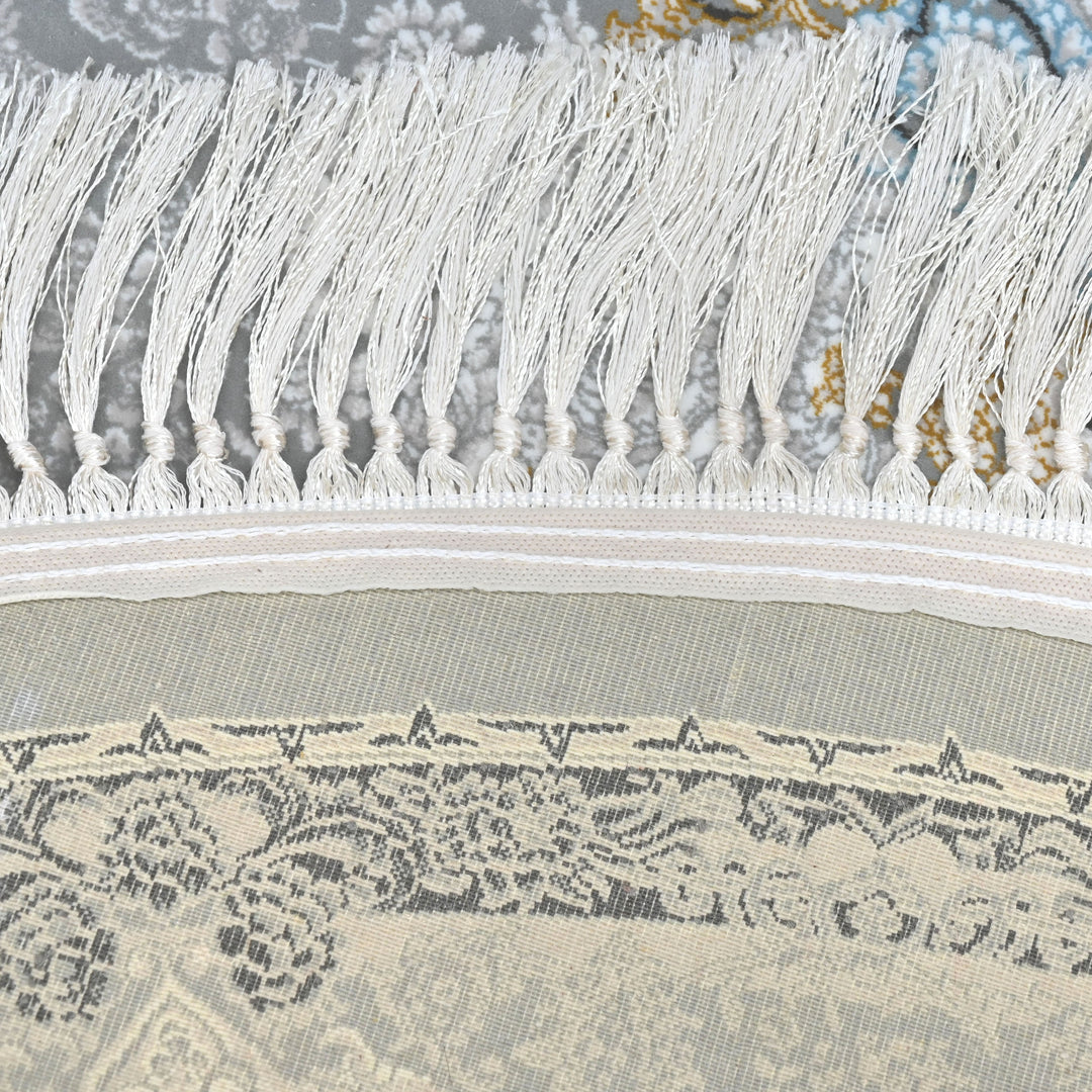 Light Blue & Grey Persian Round Rug 5x5 Ft