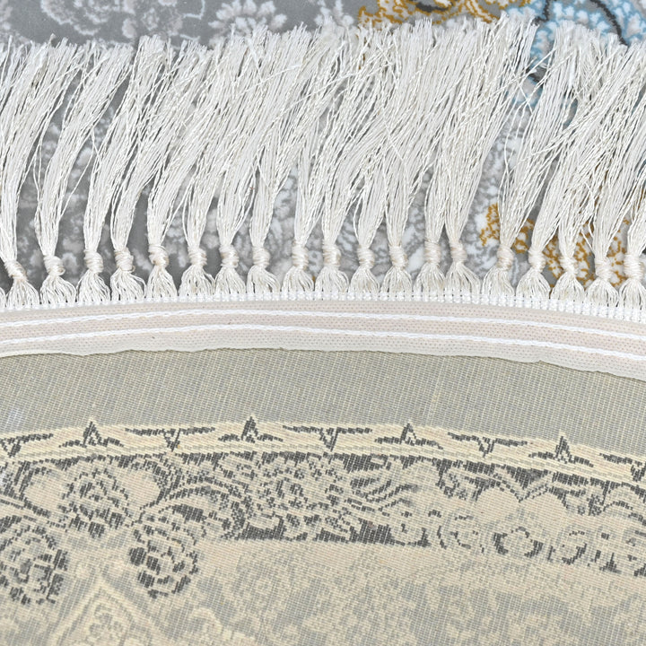 Light Blue & Grey Persian Round Rug 5x5 Ft