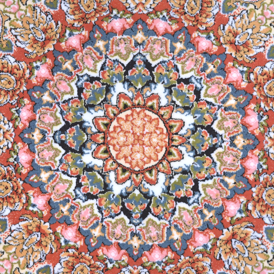 Cream & Pink Persian Round Rug 5x5 Ft