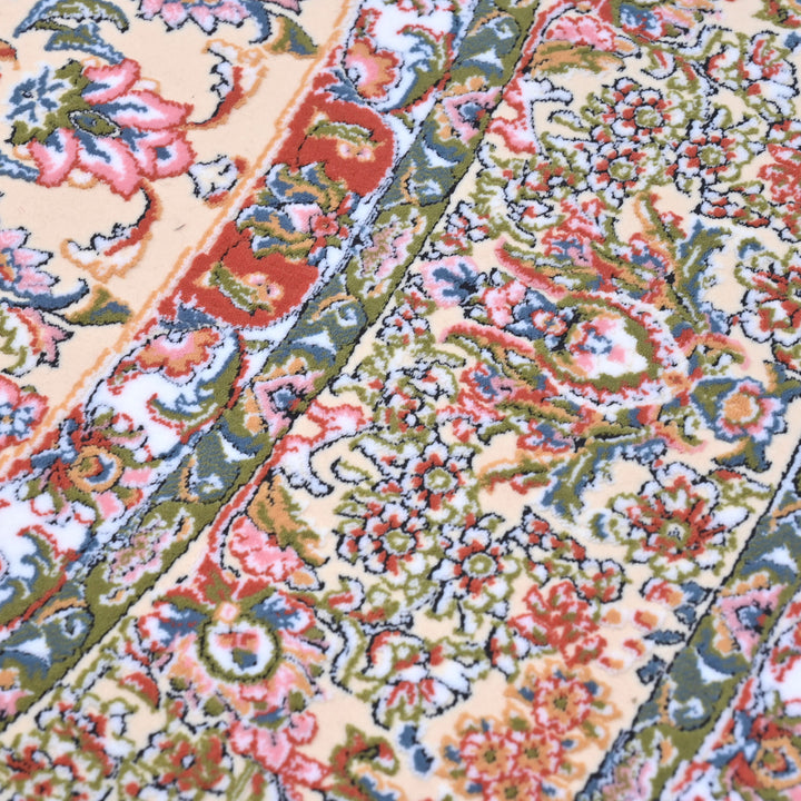 Cream & Pink Persian Round Rug 5x5 Ft