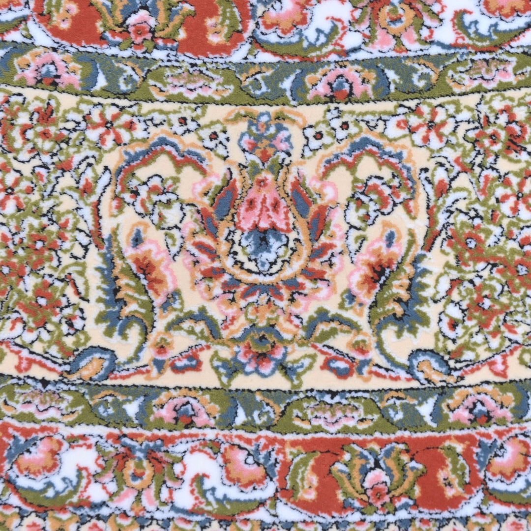 Cream & Pink Persian Round Rug 5x5 Ft