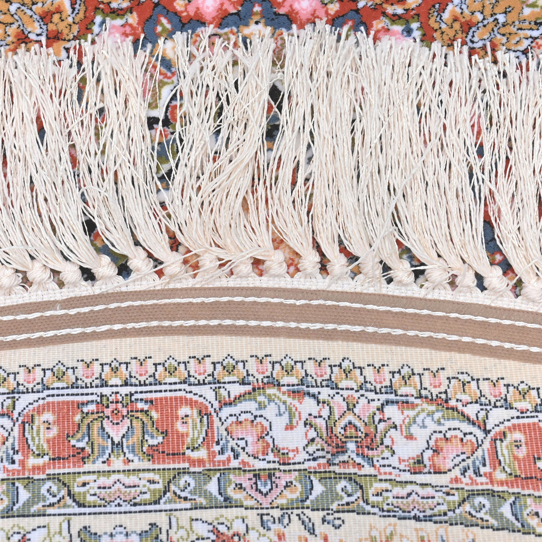 Cream & Pink Persian Round Rug 5x5 Ft