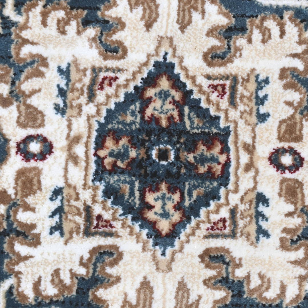 Cream & Blue Persian Round Rug 5x5 Ft