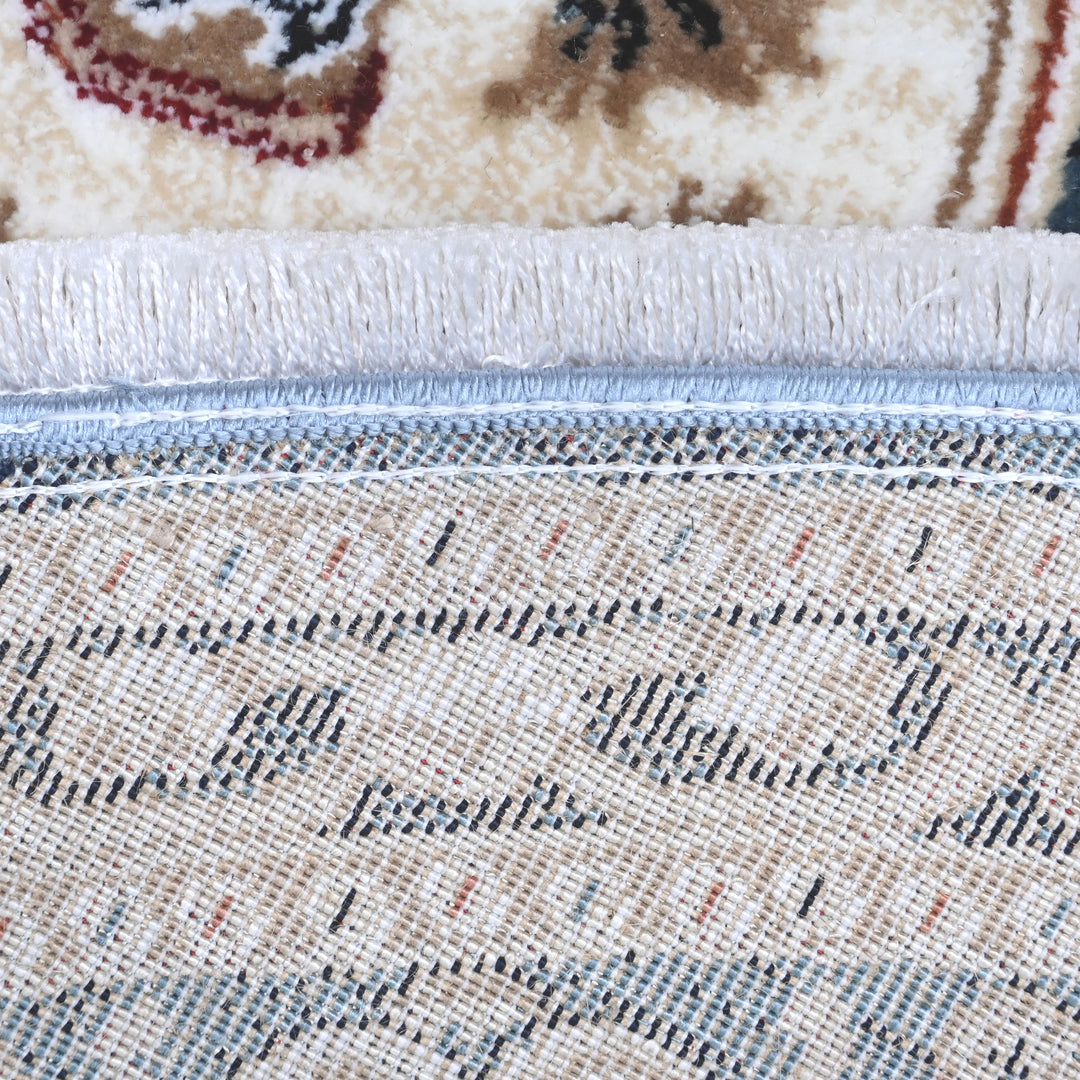 Cream & Blue Persian Round Rug 5x5 Ft