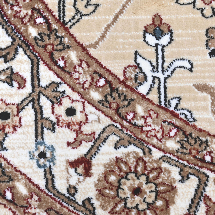 Beige & Cream Persian Round Rug 5x5 Ft