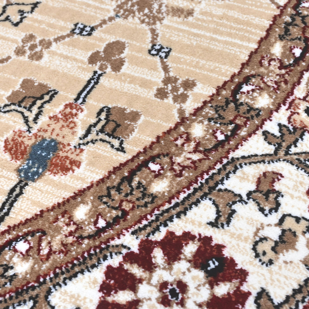 Beige & Cream Persian Round Rug 5x5 Ft