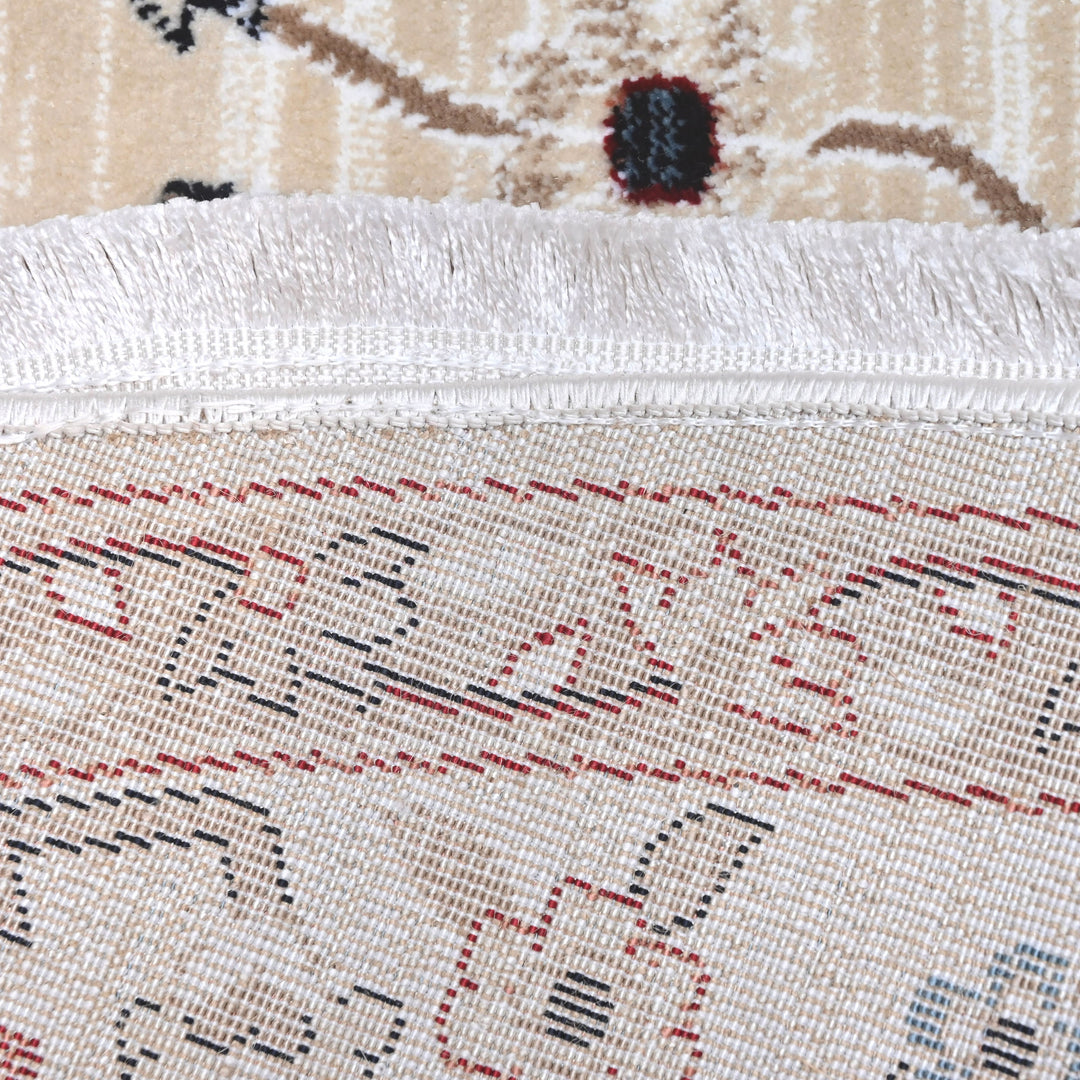 Beige & Cream Persian Round Rug 5x5 Ft