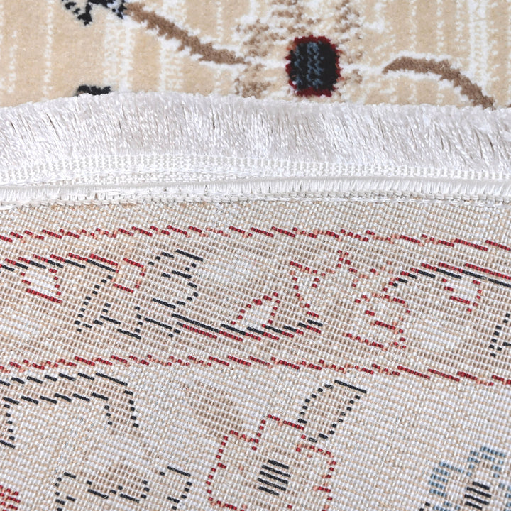 Beige & Cream Persian Round Rug 5x5 Ft