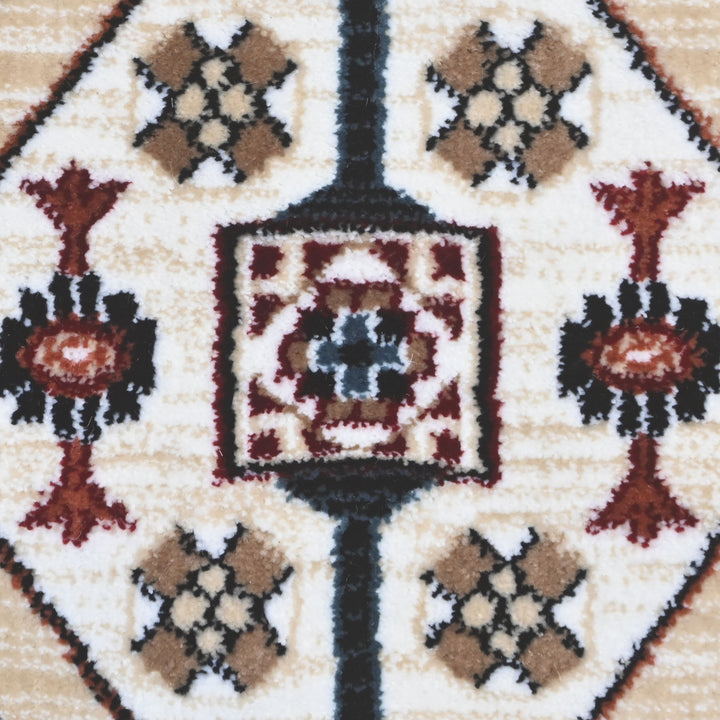 Beige & Brown Persian Round Rug 5x5 Ft