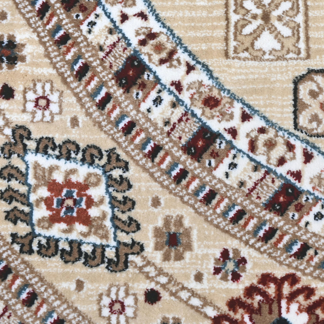 Beige & Brown Persian Round Rug 5x5 Ft