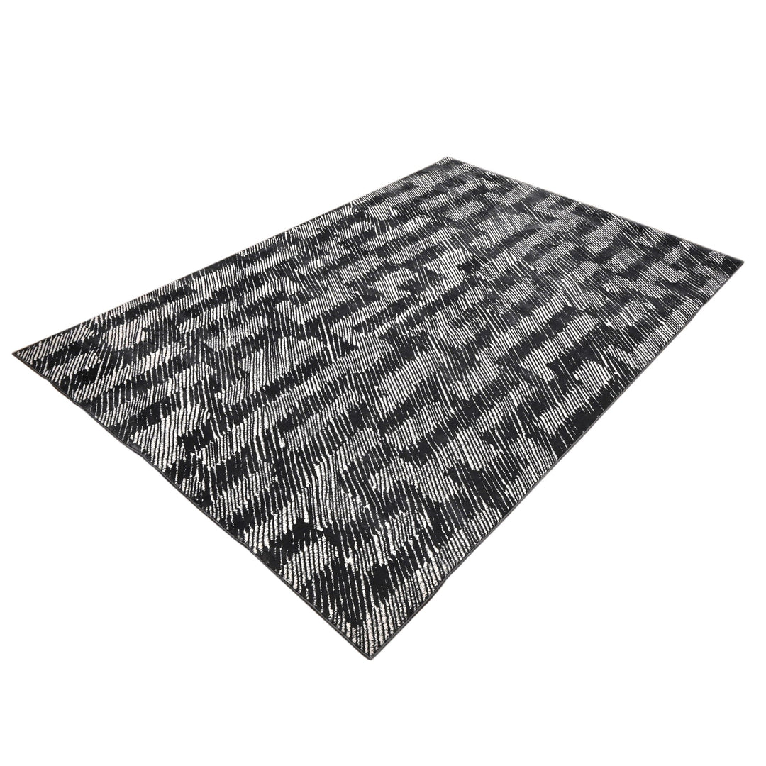Black & Grey Geometric Turkish Rug 5X8 Ft