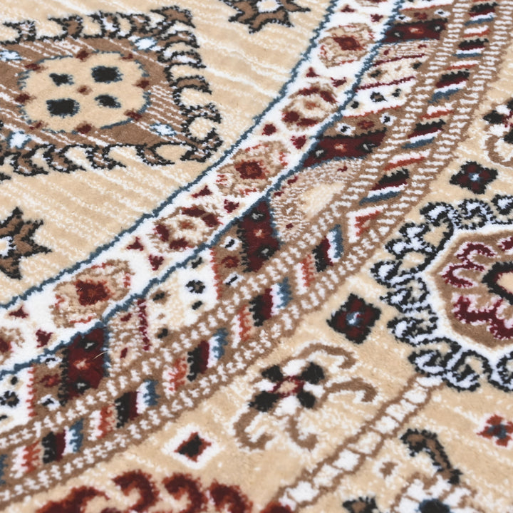 Beige & Brown Persian Round Rug 5x5 Ft