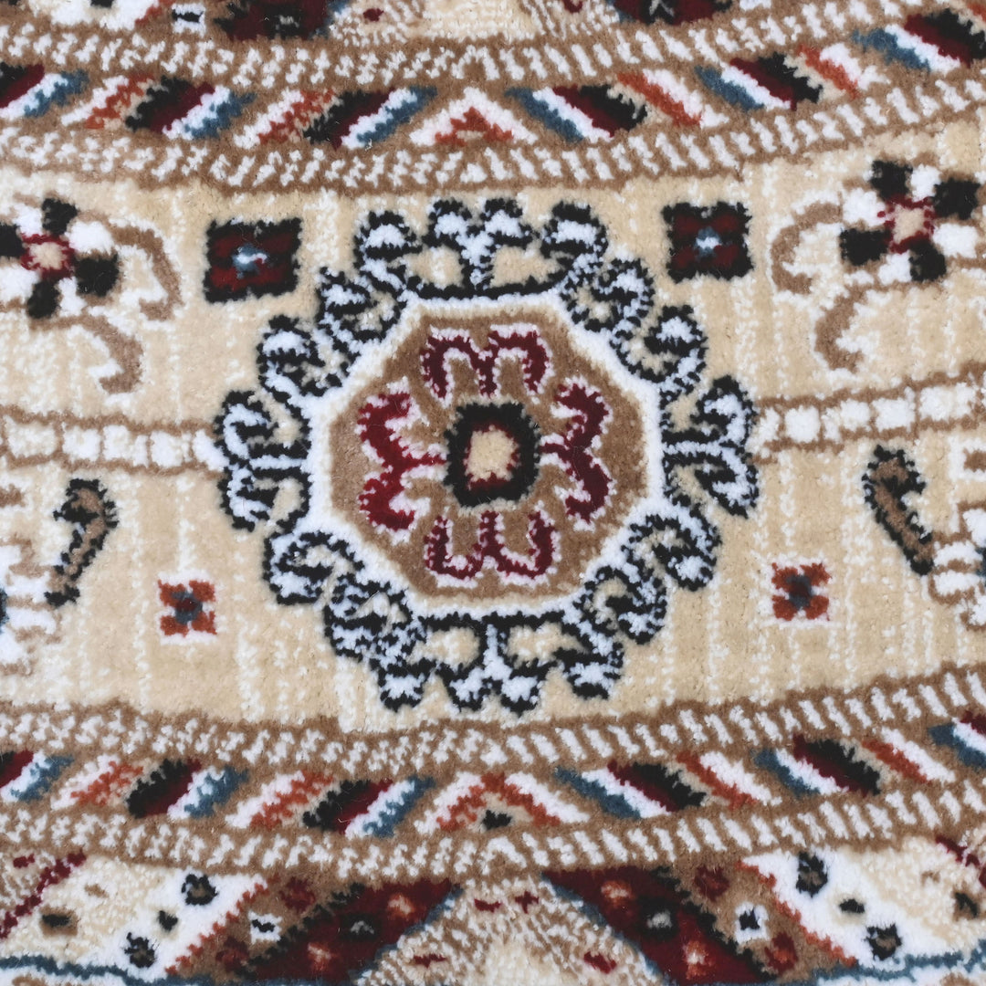 Beige & Brown Persian Round Rug 5x5 Ft