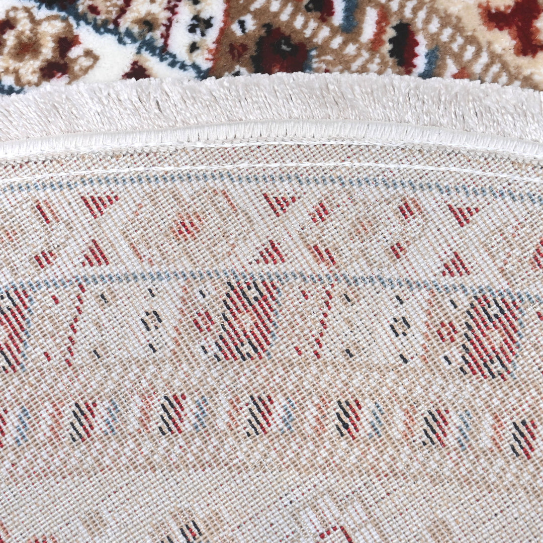 Beige & Brown Persian Round Rug 5x5 Ft