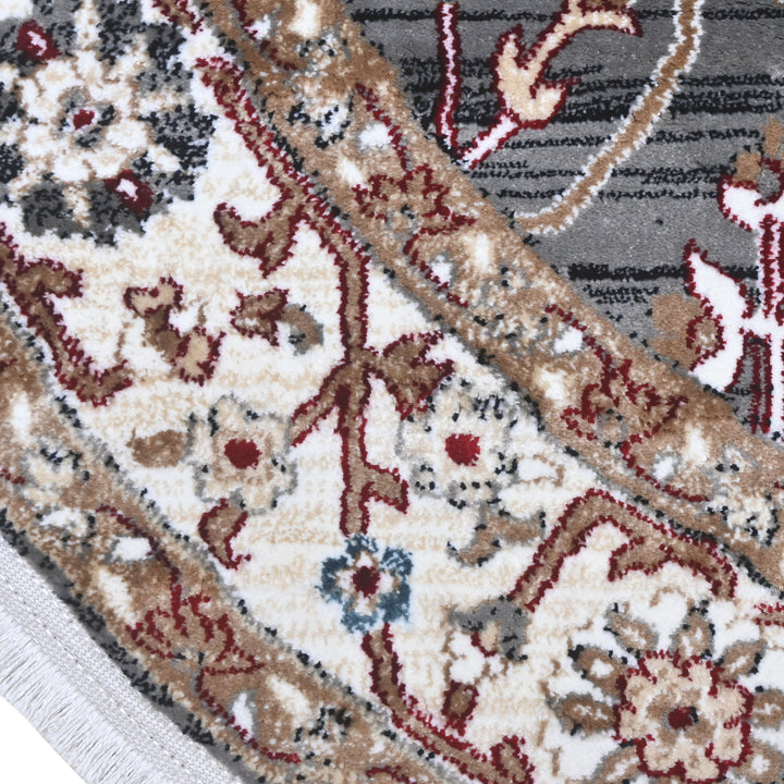 Grey & Cream Persian Round Rug 5x5 Ft