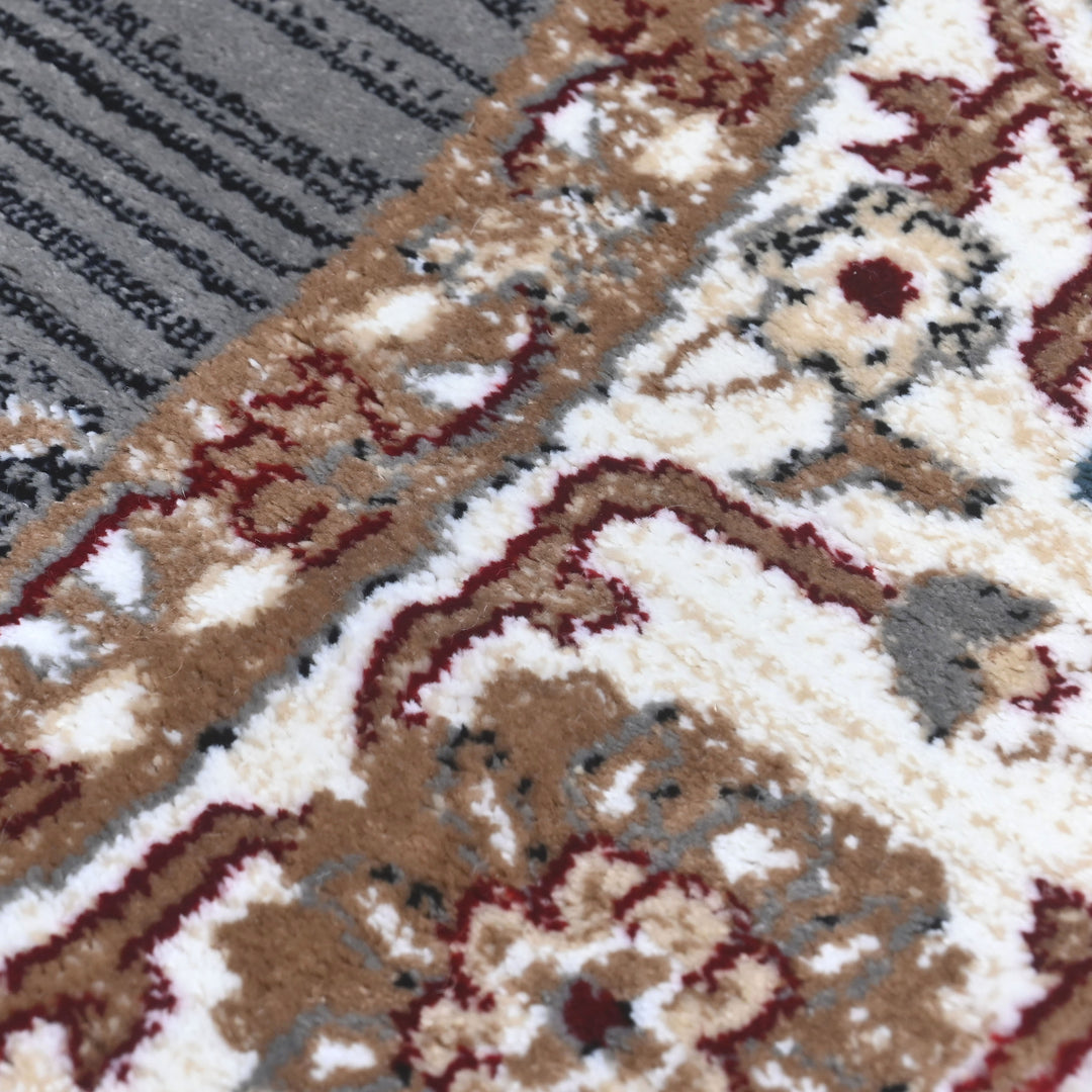 Grey & Cream Persian Round Rug 5x5 Ft