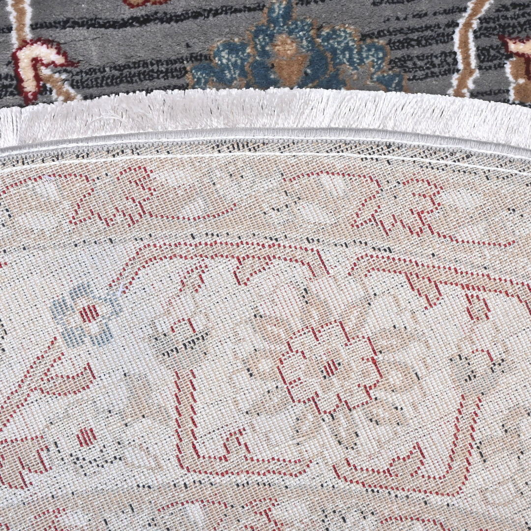 Grey & Cream Persian Round Rug 5x5 Ft