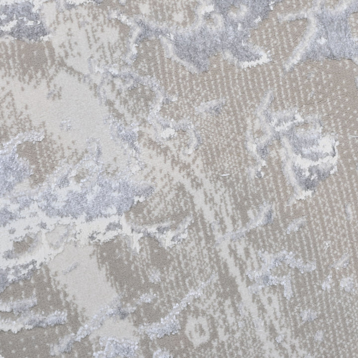 Blue & Grey Abstract Turkish Round Rug 5x5 ft