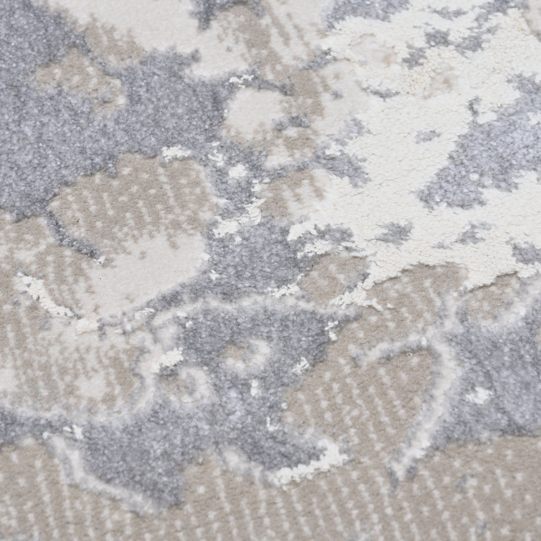 Blue & Grey Abstract Turkish Round Rug 5x5 ft