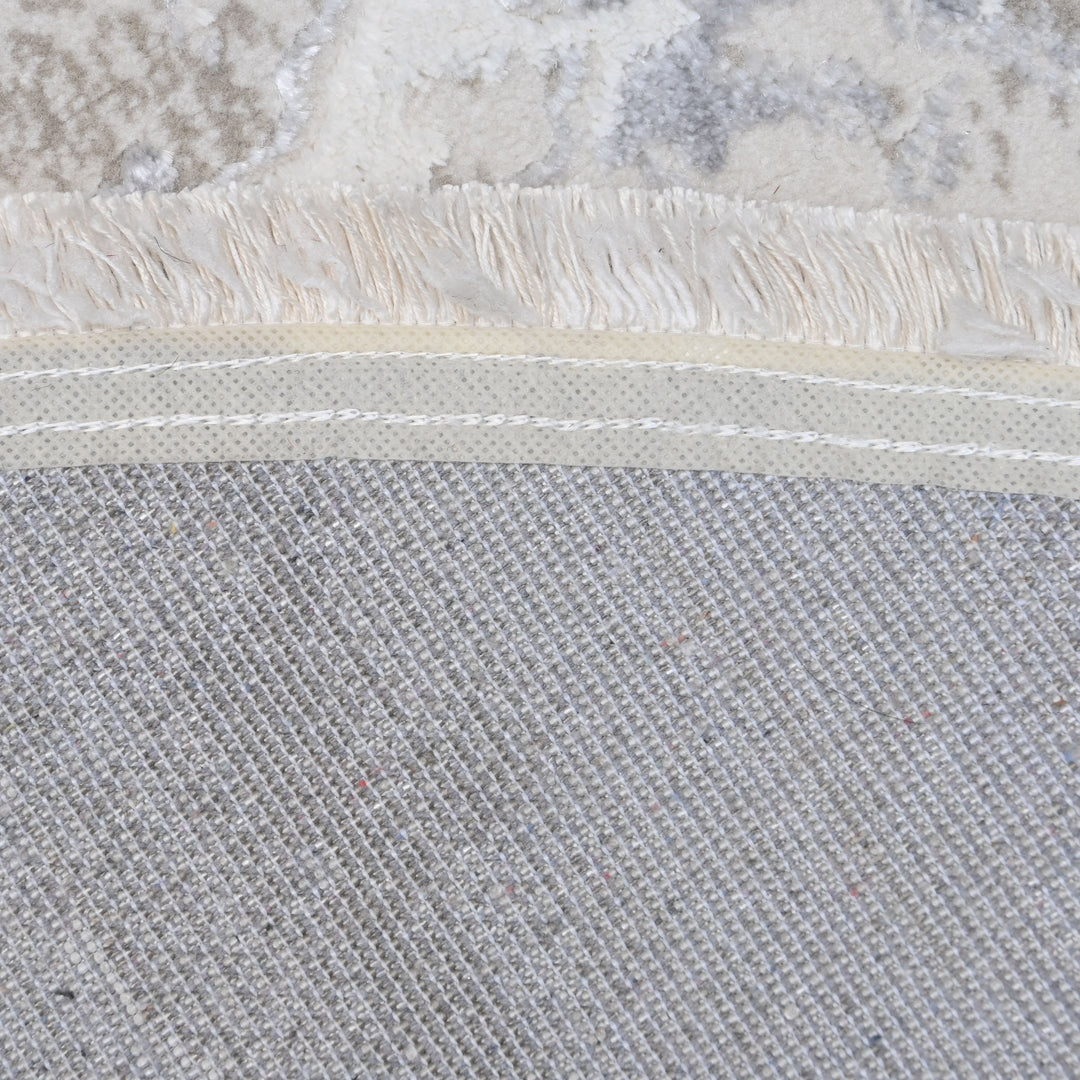 Blue & Grey Abstract Turkish Round Rug 5x5 ft