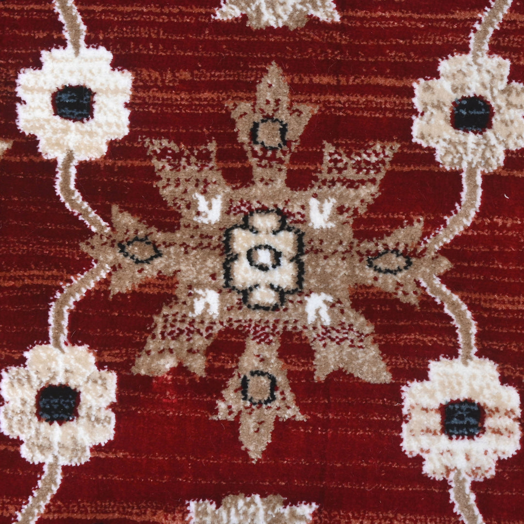 Red & Cream Persian Round Rug 5x5 Ft
