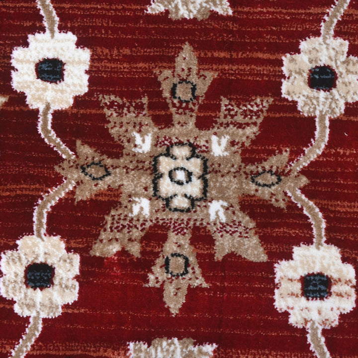 Red & Cream Persian Round Rug 5x5 Ft