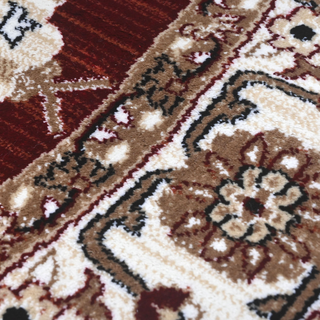 Red & Cream Persian Round Rug 5x5 Ft