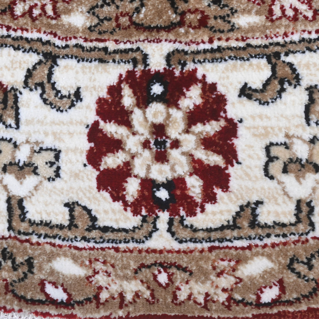 Red & Cream Persian Round Rug 5x5 Ft