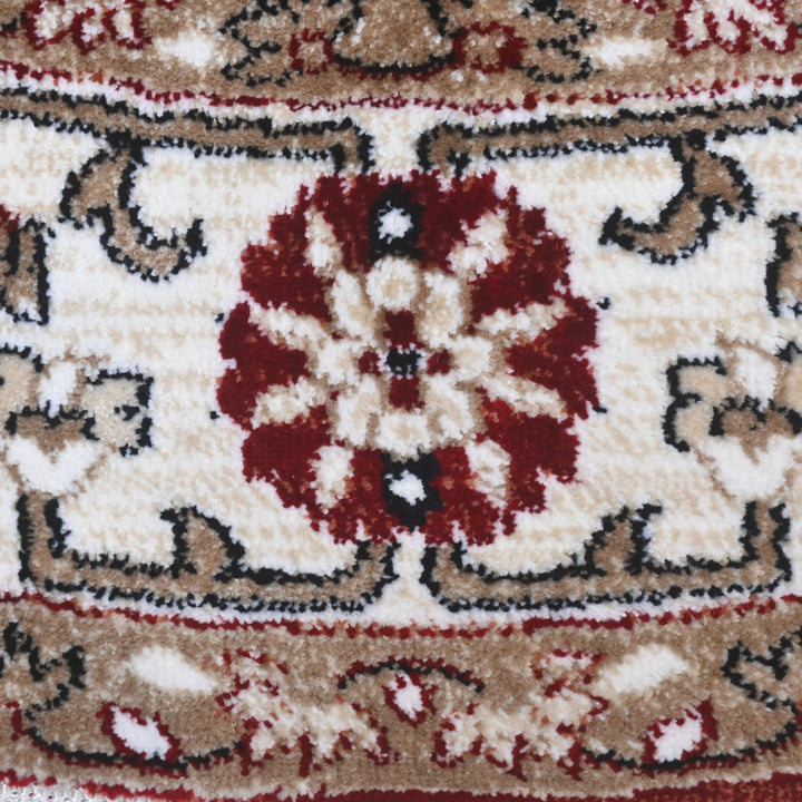 Red & Cream Persian Round Rug 5x5 Ft