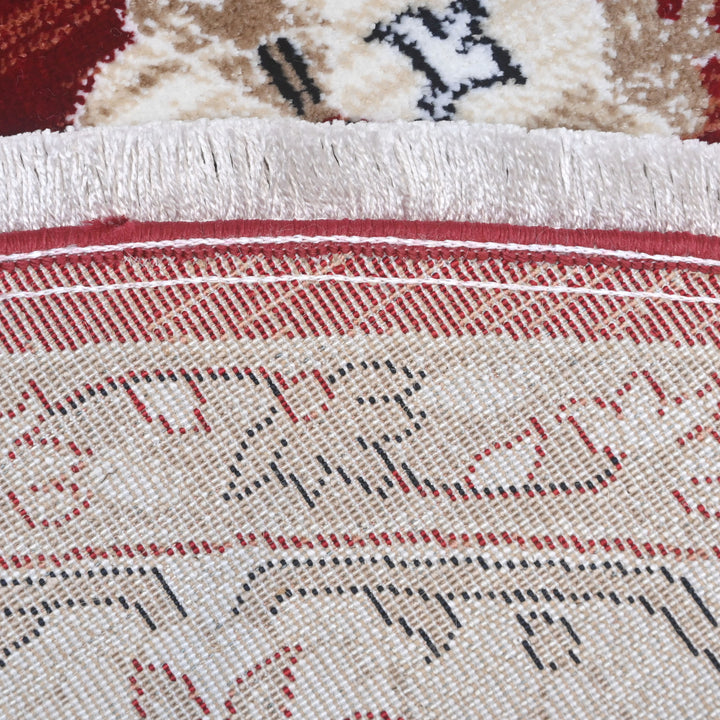 Red & Cream Persian Round Rug 5x5 Ft