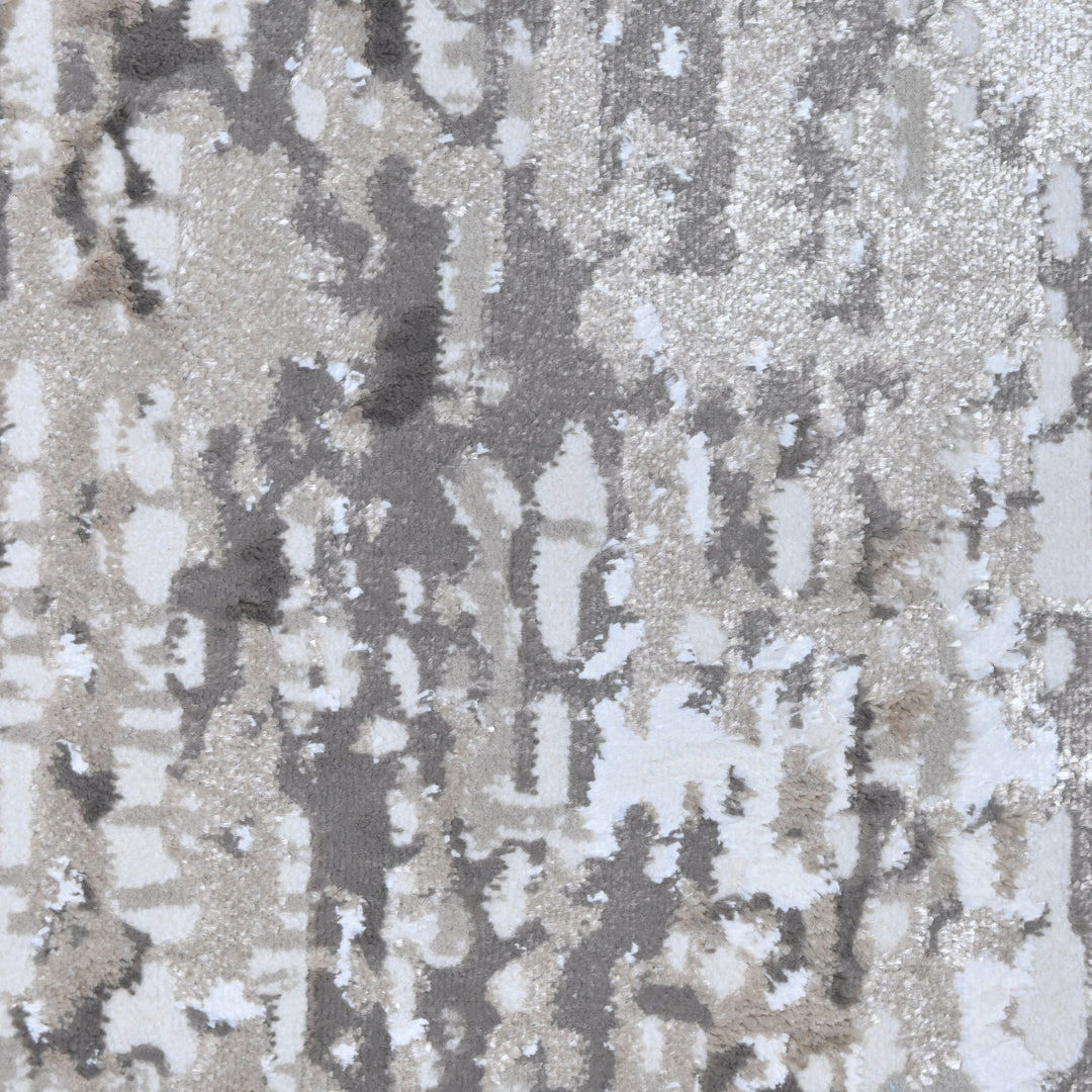 Silver & Grey Abstract Turkish Round Rug 5x5 ft