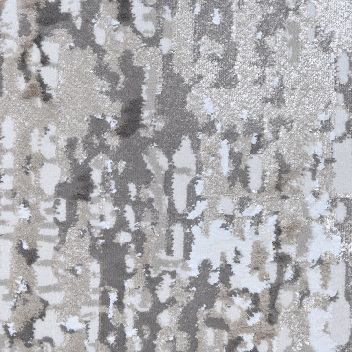 Silver & Grey Abstract Turkish Round Rug 5x5 ft