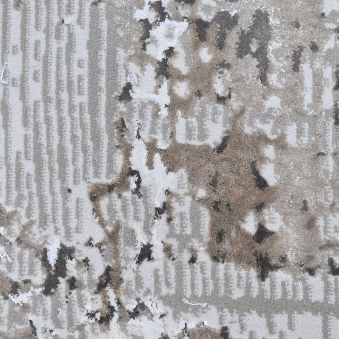 Silver & Grey Abstract Turkish Round Rug 5x5 ft