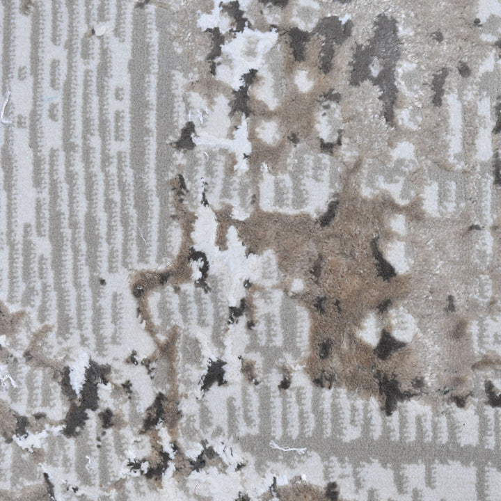 Silver & Grey Abstract Turkish Round Rug 5x5 ft