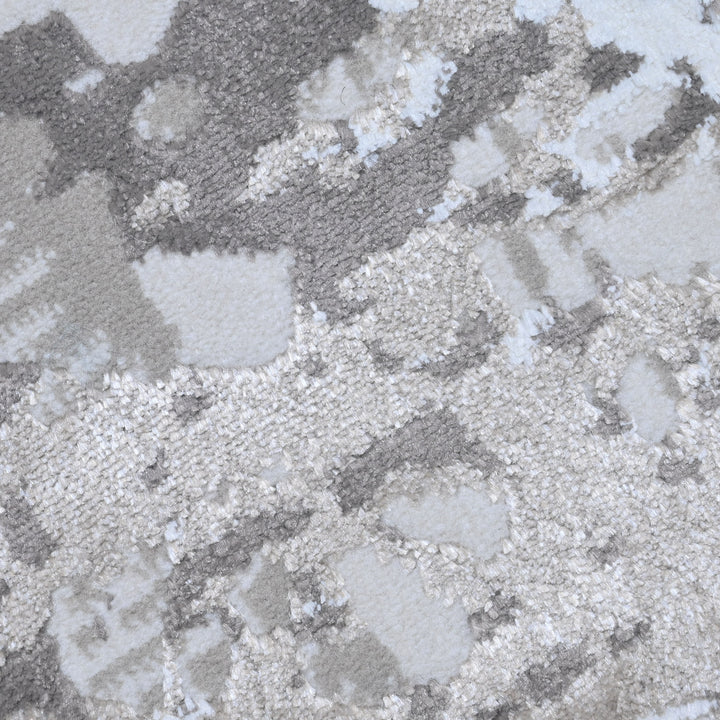 Silver & Grey Abstract Turkish Round Rug 5x5 ft