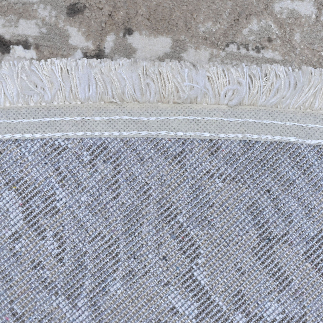 Silver & Grey Abstract Turkish Round Rug 5x5 ft