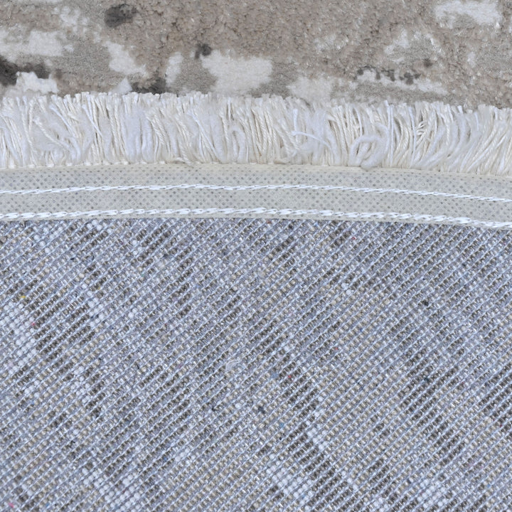 Silver & Grey Abstract Turkish Round Rug 5x5 ft