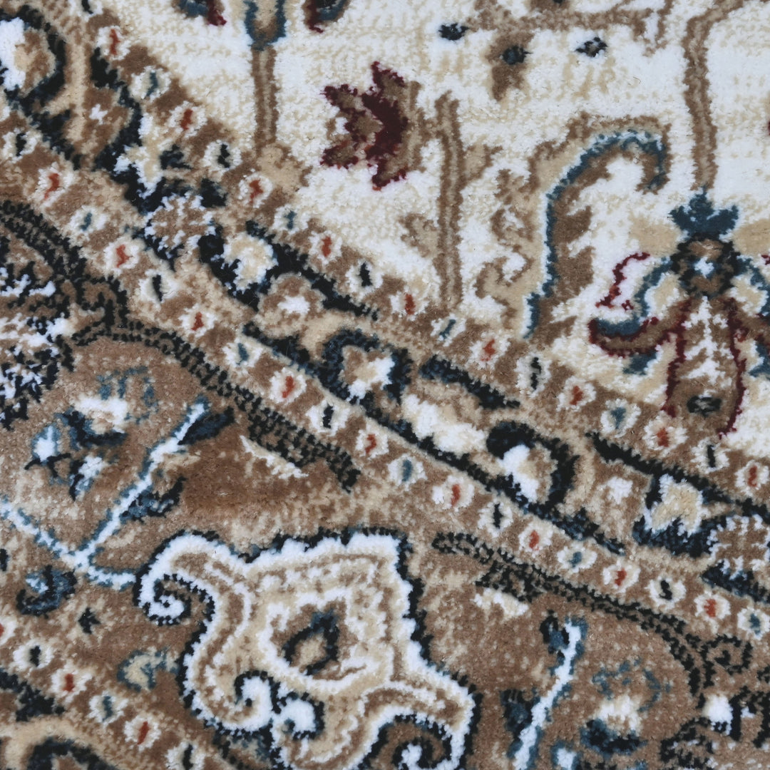 Cream & Grey Persian Round Rug 5x5 Ft