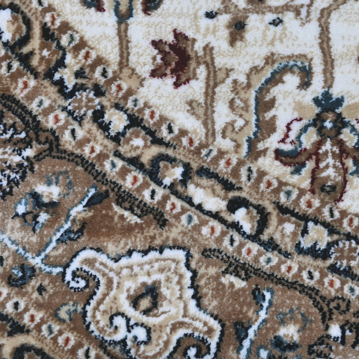 Cream & Grey Persian Round Rug 5x5 Ft