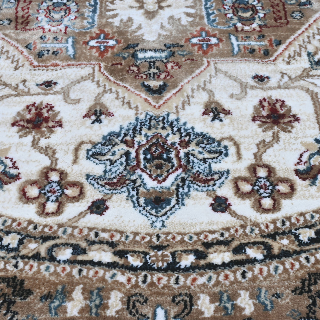 Cream & Grey Persian Round Rug 5x5 Ft