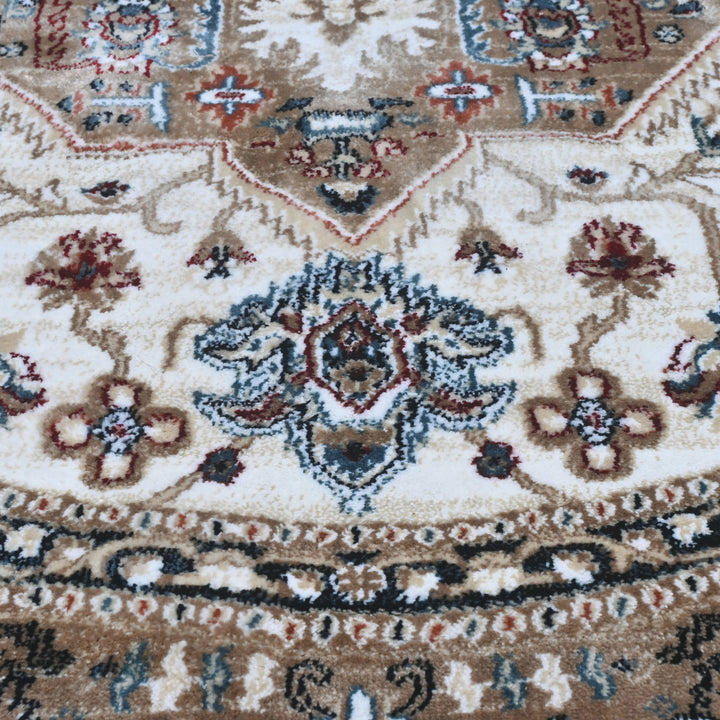 Cream & Grey Persian Round Rug 5x5 Ft