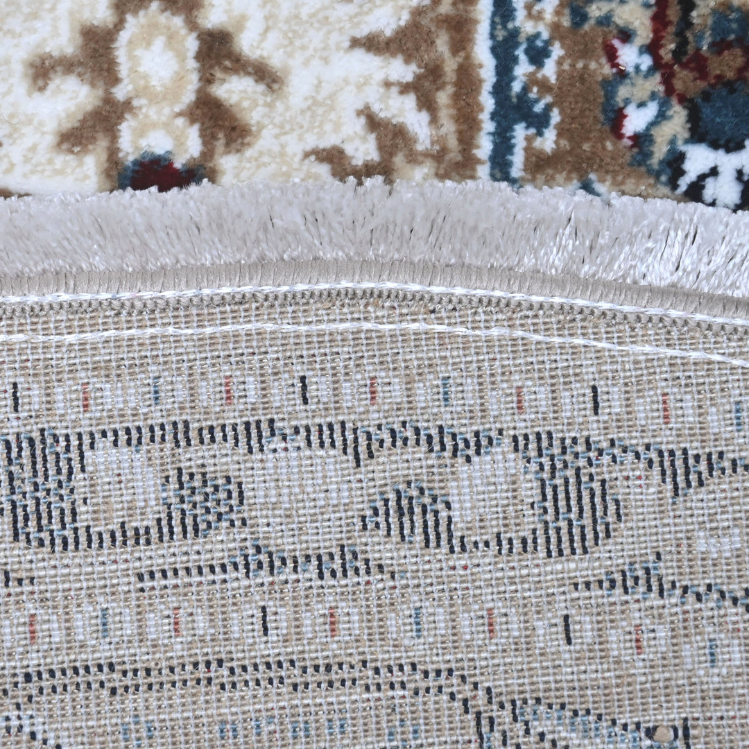 Cream & Grey Persian Round Rug 5x5 Ft