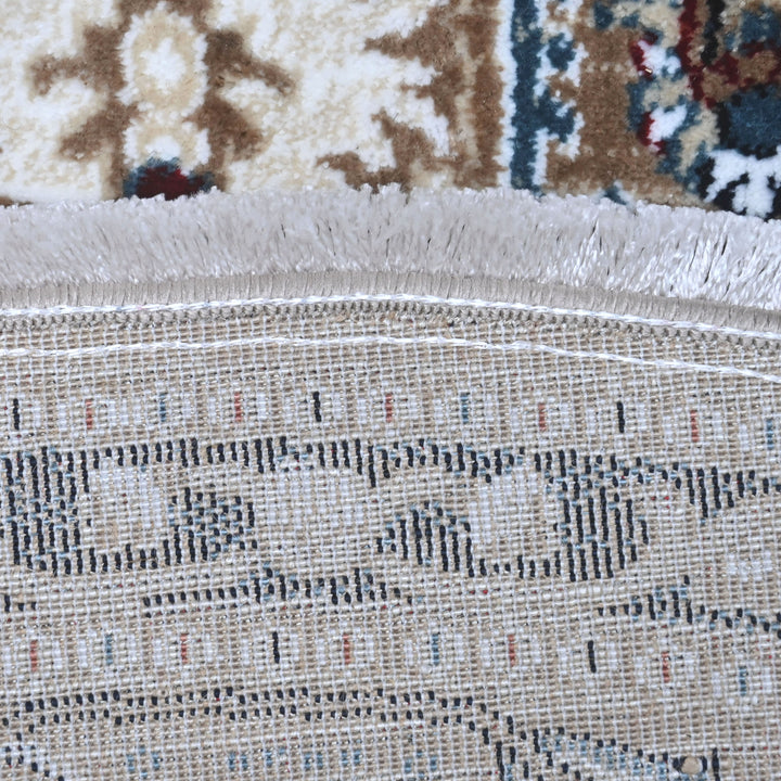 Cream & Grey Persian Round Rug 5x5 Ft