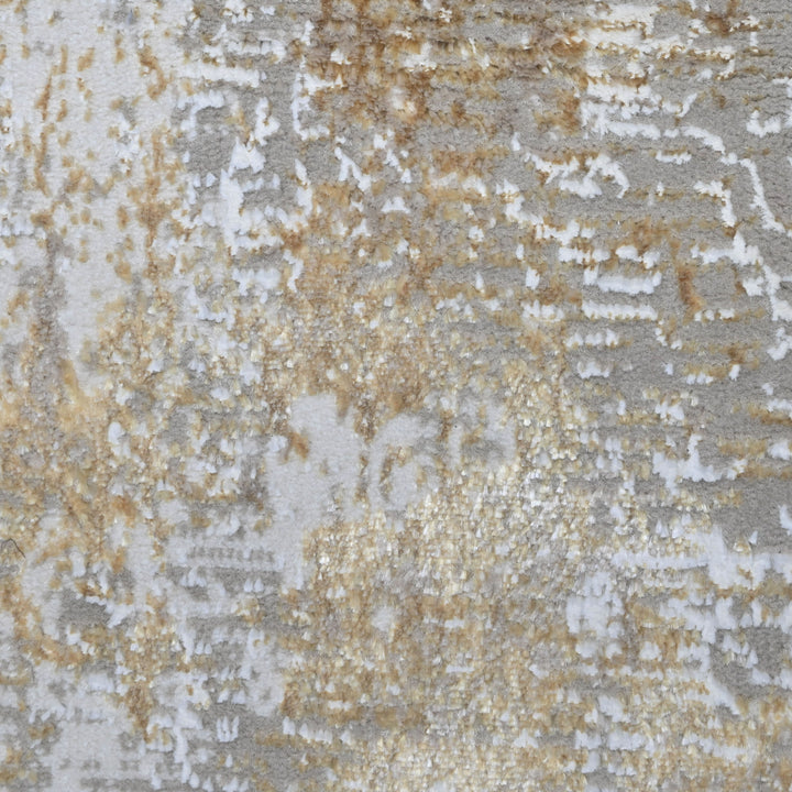 Grey & Beige Abstract Turkish Round Rug 5x5 ft